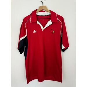 Adidas Louisville Cardinals ClimaCool Polo Shirt Men’s Large Red Black White
